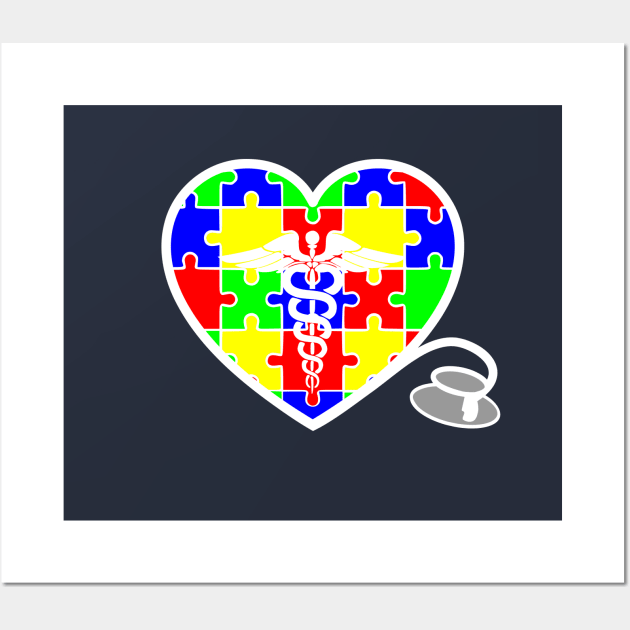 Autism Awareness Nurse Heart Wall Art by LaurenElin